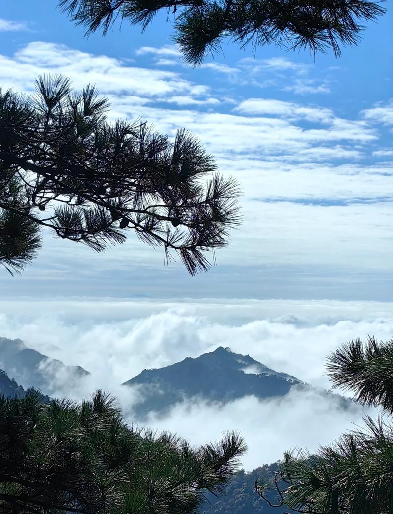 中国安徽省九华山天台峰晨雾景观