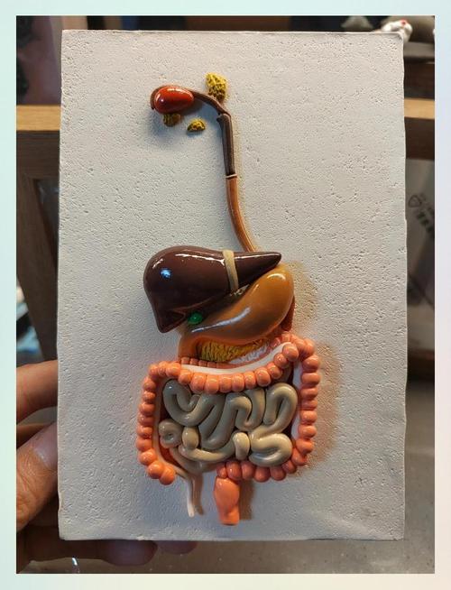 亲子手工制作消化系统粘贴画作品