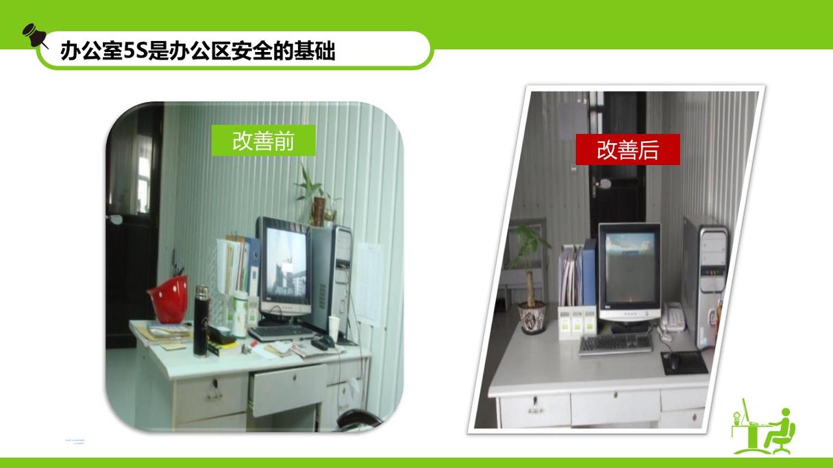 对比图，一边是规范操作台，工具整齐，一边是凌乱操作台，标有安全风险