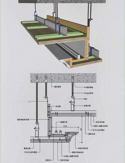 见光不见灯吊顶灯槽施工剖面图
