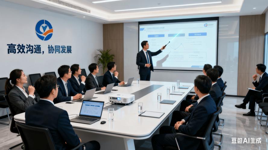 公司会议室老板讲愿景员工走神实拍