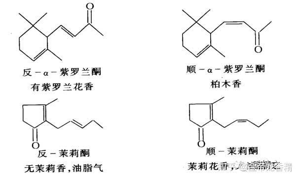 香料不同香气成分对应的化学结构示意图