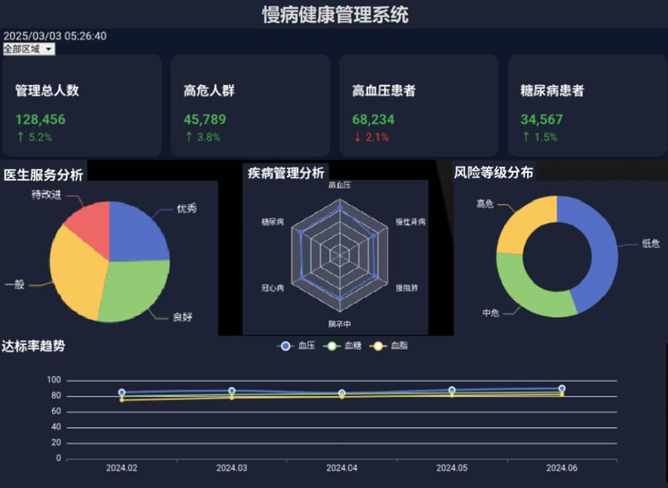 健康管理师工作场景数据分析屏幕