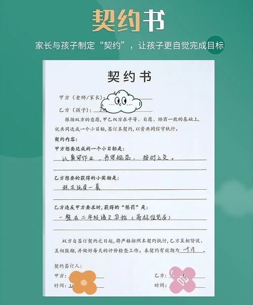 家长与孩子一起制定上网规则契约书