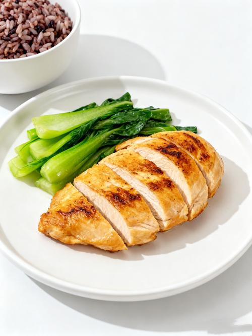低油煎鸡胸肉配杂粮饭实拍