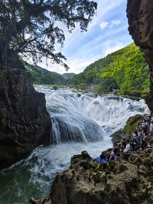 贵州黄果树天星桥银链坠潭瀑布近景