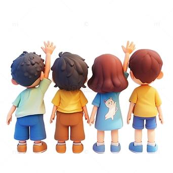 幼儿园小朋友闹别扭互相背对站着的插画