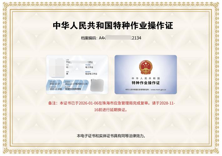 电工特种作业操作证实物样本电子照