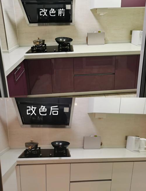 实木橱柜局部磕碰用修色剂修补效果图
