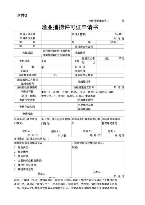 内陆淡水渔业捕捞许可证办理表单