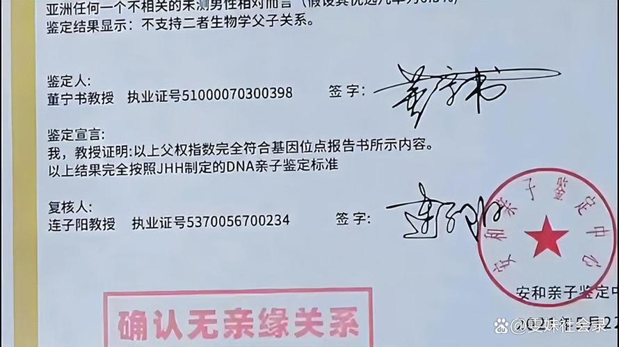 婚姻家庭继承亲子鉴定报告样本