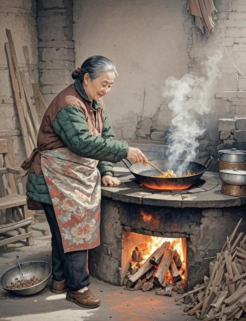 80年代中国城镇民居奶奶厨房旧照片