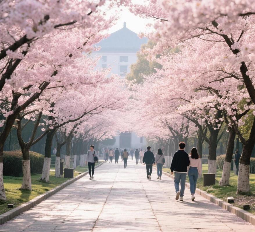 武汉大学樱花大道晨雾