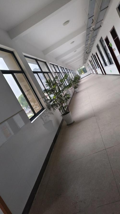 小学课间走廊靠窗空椅子