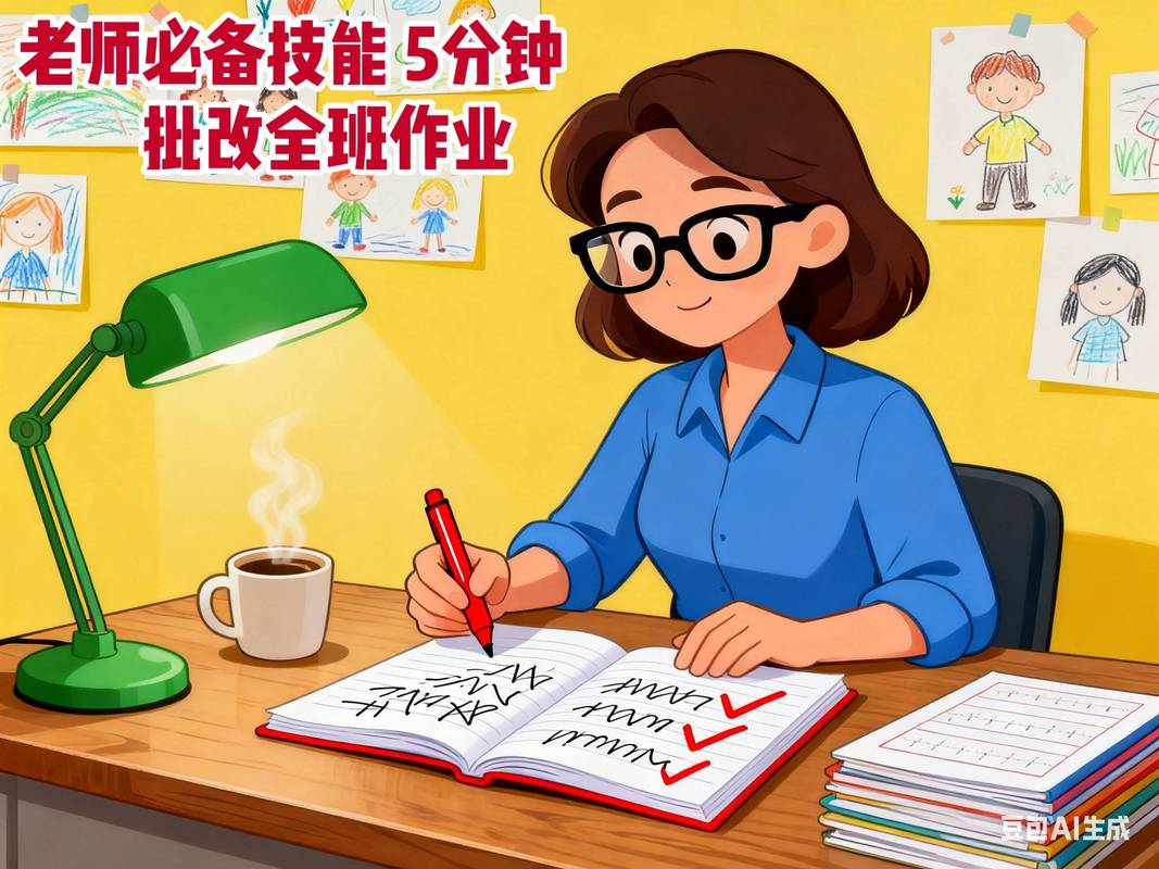 中学教师批改学生作业蓝色记录册