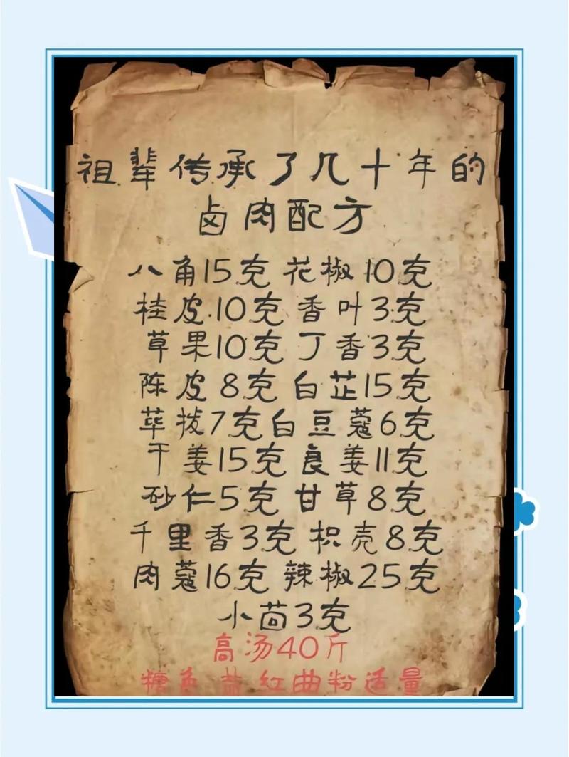 家族传承手写美食配方原件图