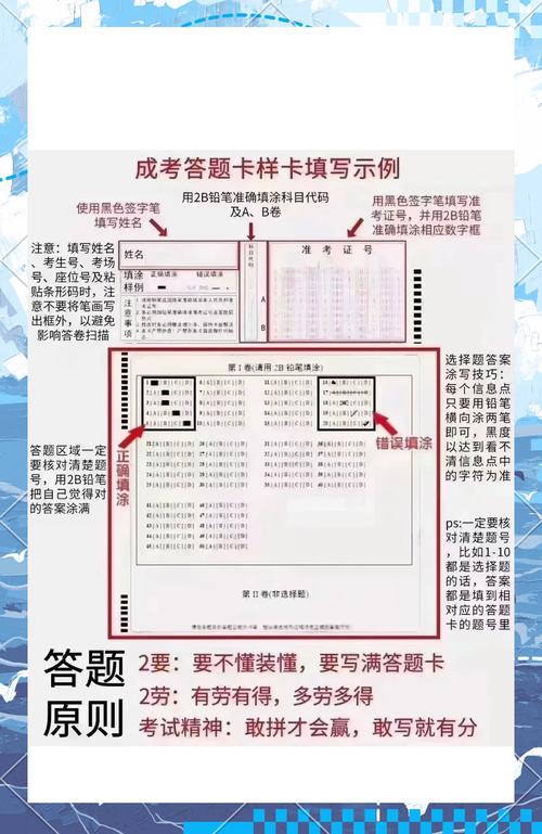 考试答题卡分板块填涂操作流程示意图