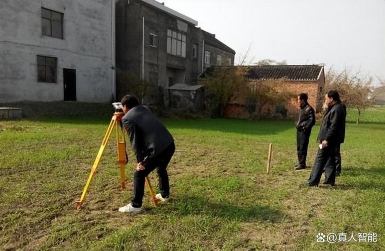 宅基地界桩指界现场工作人员测量示意图