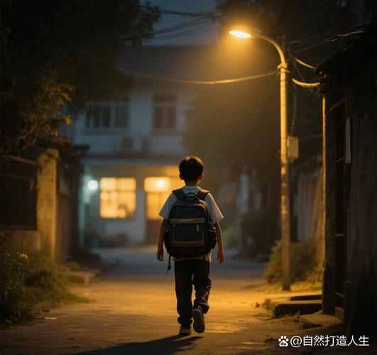 校园走廊里孤独站着的孩子背影