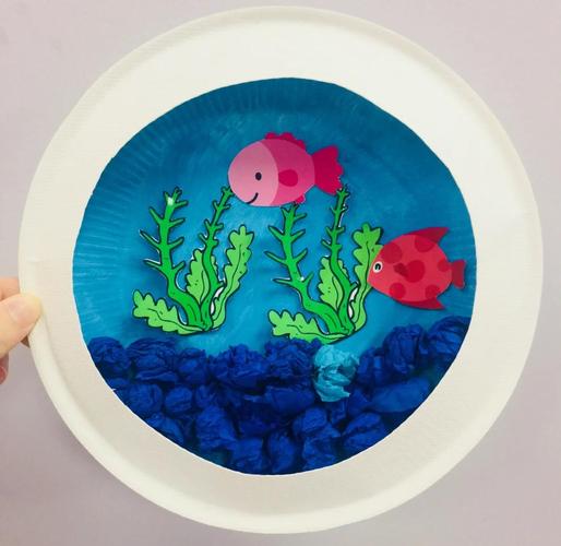幼儿园纸盘鱼手工成品展示