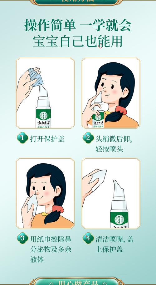 婴儿海盐水喷鼻正确操作示意图