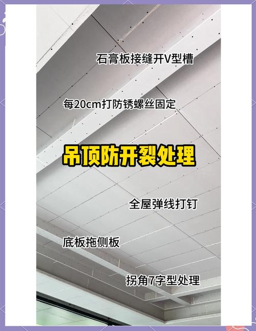 吊顶转角整版防开裂施工示意图