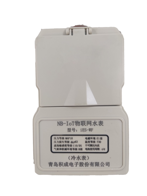 嵌在水表箱内壁的NB-IoT物联网水表 灰色信号线顺着墙槽固定