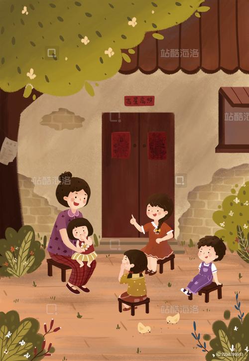 儿童家庭围坐改编童话绘本游戏场景