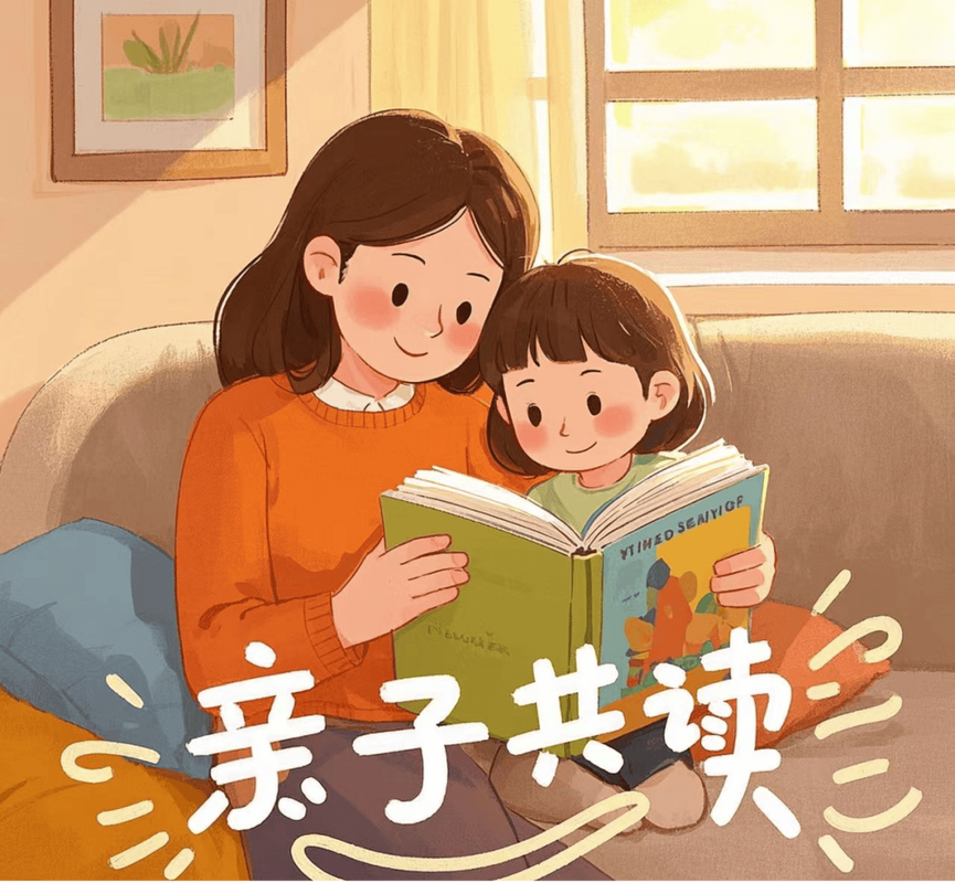 早教方法亲子绘本共读场景图