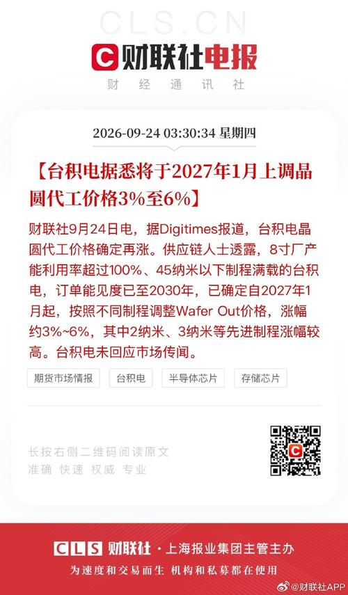 2026台积电先进工艺流片涨价内部通知截图