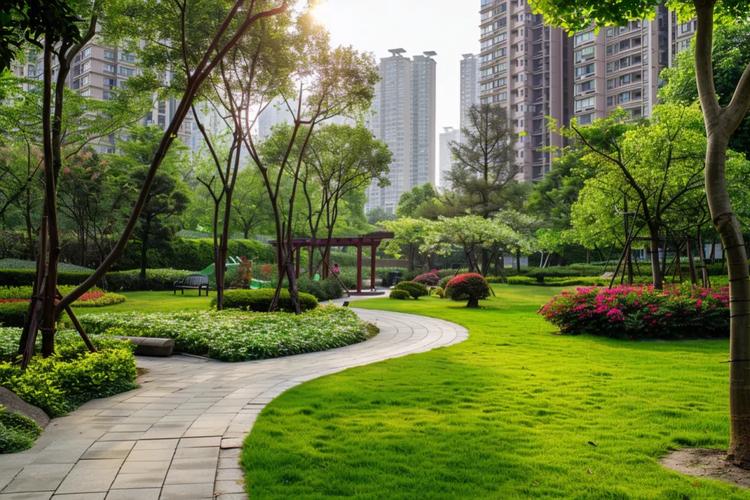 不同容积率小区内部绿化实景对比
