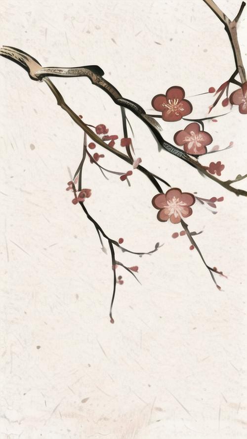 古典诗词梅花飘落意境插画