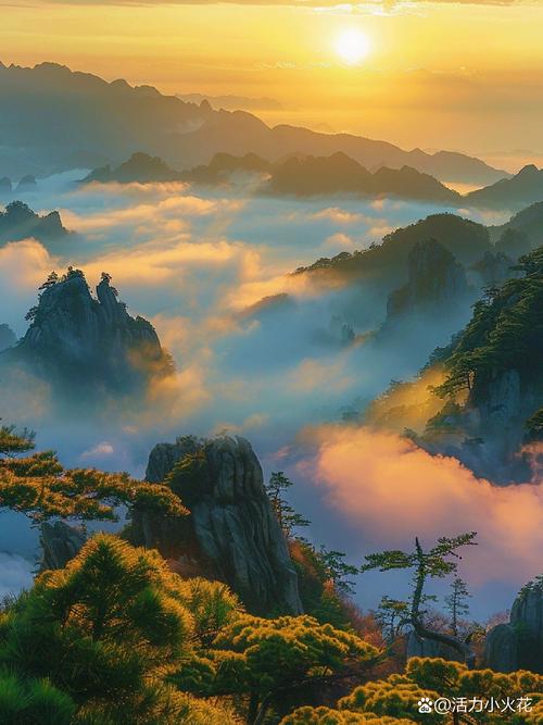 井冈山黄洋界观景台秋日云海远景