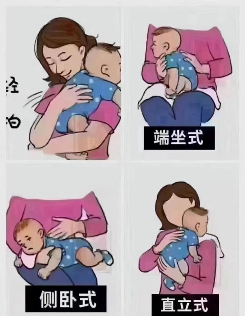 0-6月龄婴儿喂奶拍嗝正确姿势示意图