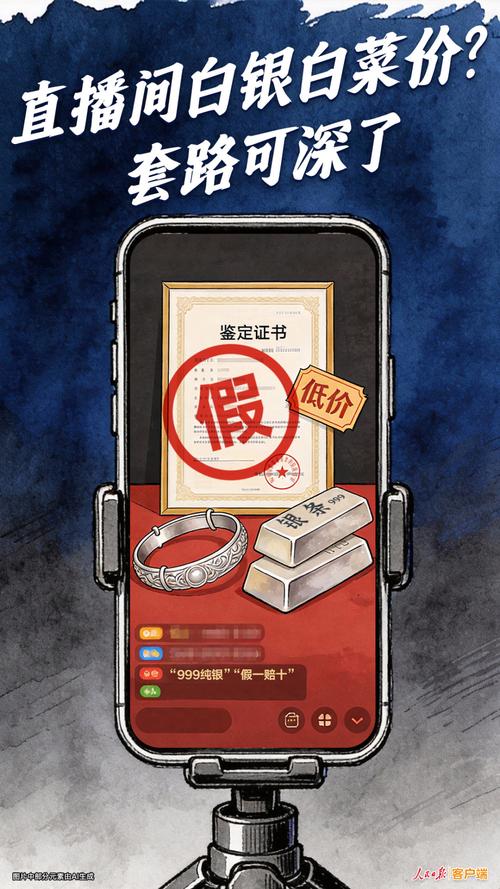 普通用户刷电商直播看到疑似假货的手机屏幕特写