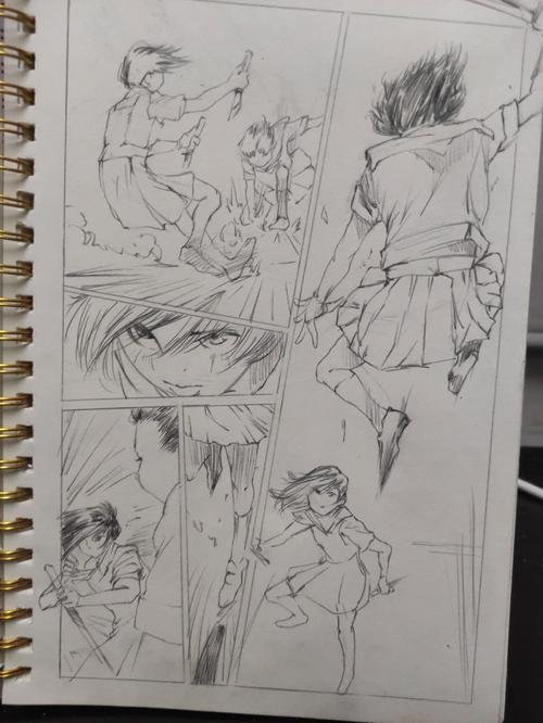 日式战斗漫画分格分镜手稿