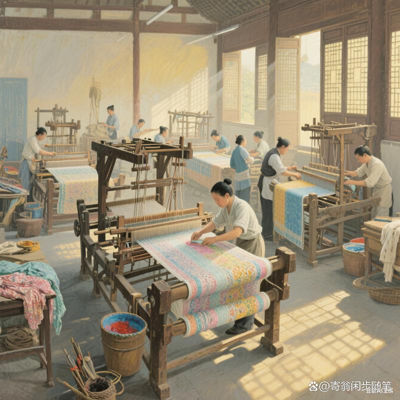 南京秦淮河畔老织锦作坊历史复原图