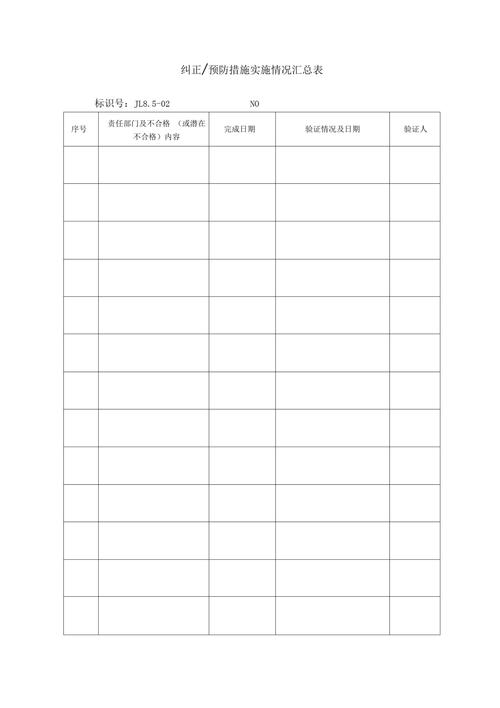 传统Excel纠正措施跟踪管理表格截图