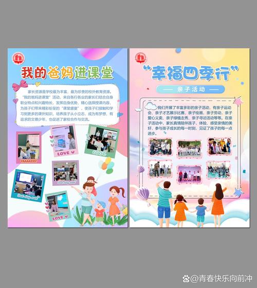 家庭习惯约定会议海报亲子互动场景