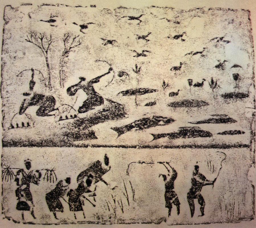 汉代井田制劳作场景画像砖