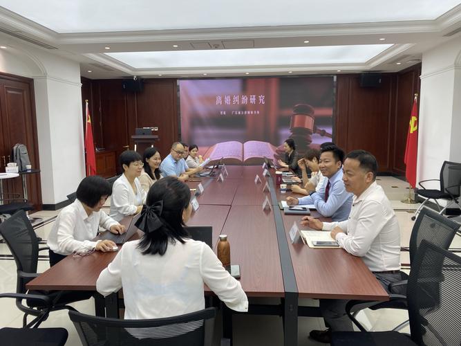 婚姻纠纷律所团队研讨离婚财产分割方案的会议图