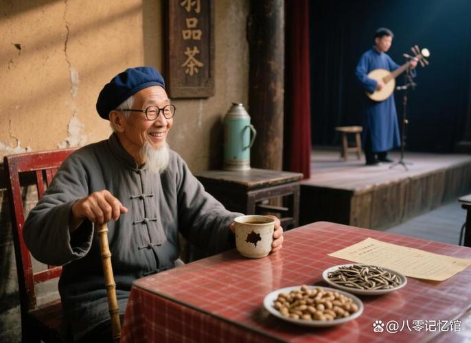 老南京茶馆评书弹词表演现场旧照片