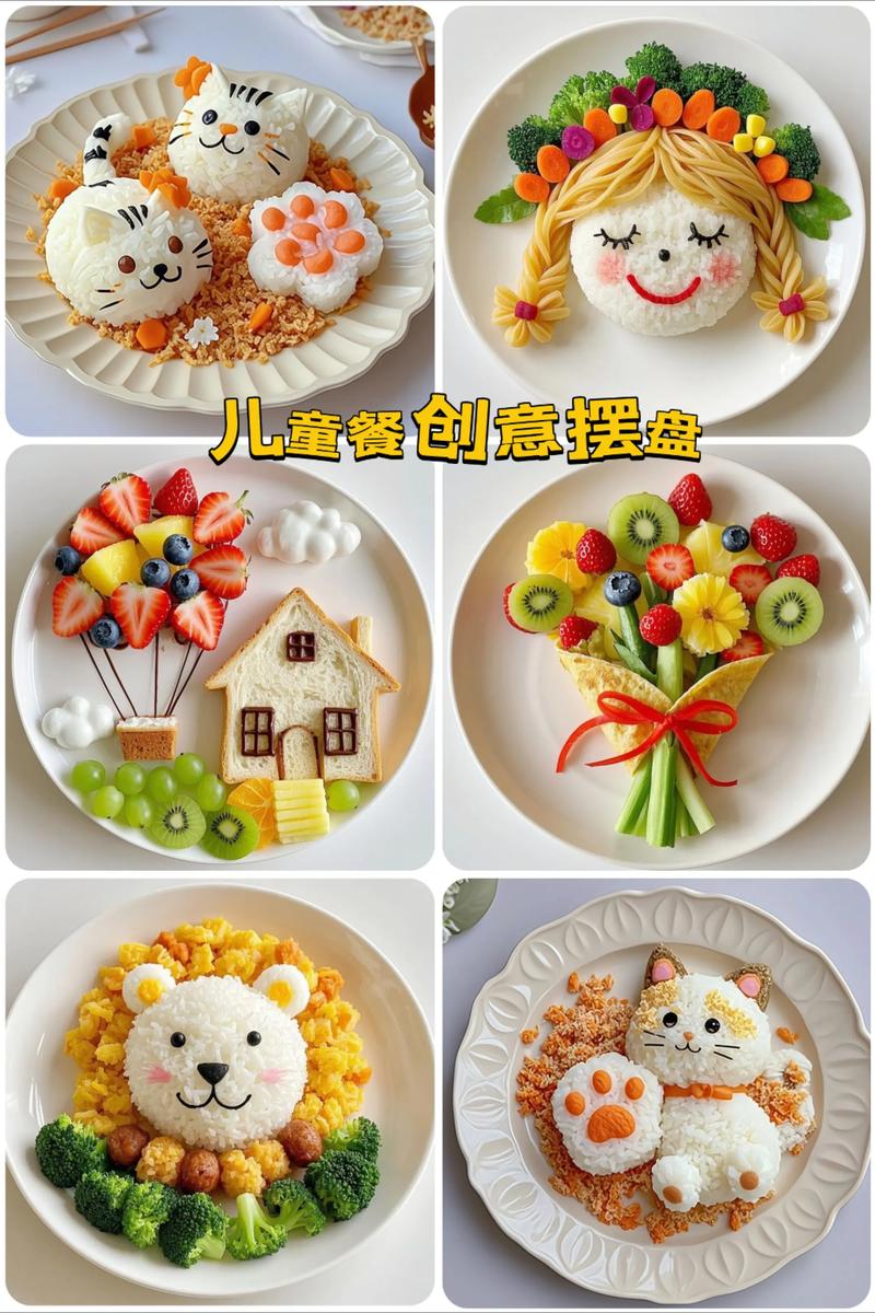 宝妈用蔬菜摆出卡通造型的儿童餐盘