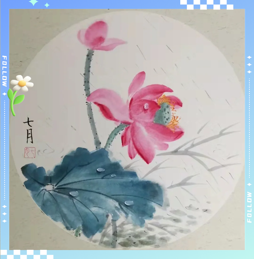 古人荷叶收集露水示意图