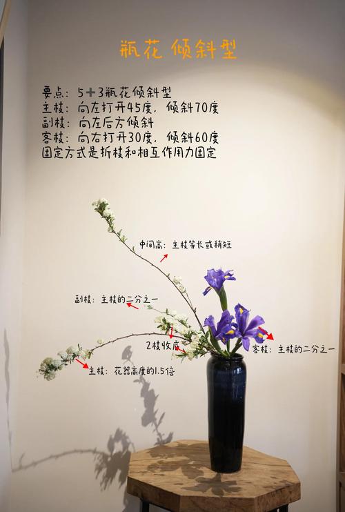 插花斜剪花根45度角示意图