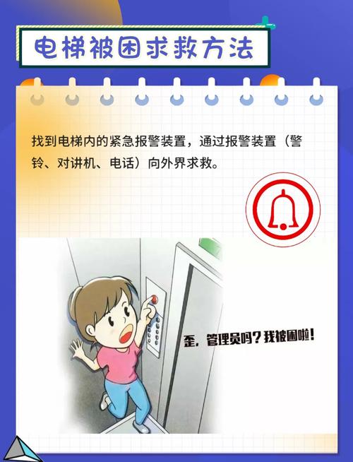 电梯困人时正确等待救援姿势图示