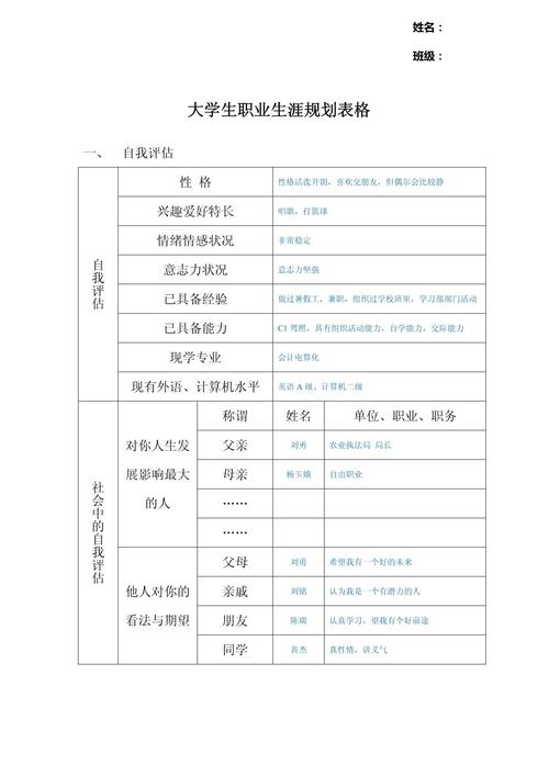 个人职业发展PLAN B规划表