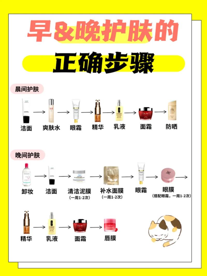 晨间护肤步骤流程示意图