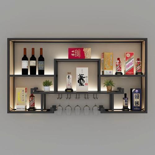 水泥壁龛搭配铁艺酒架的工业风开放式酒柜