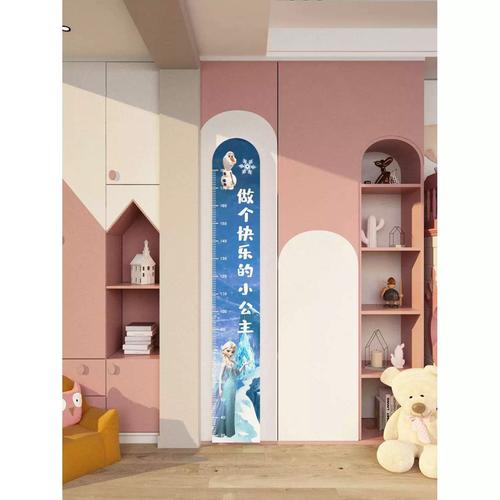 儿童房卧室门后背带卡通图案的门后身高线